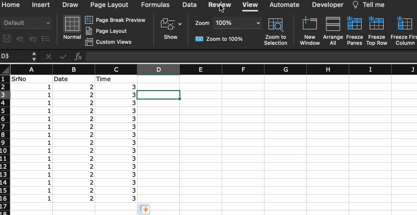 Freeze Panes as Top Row Excel on Mac